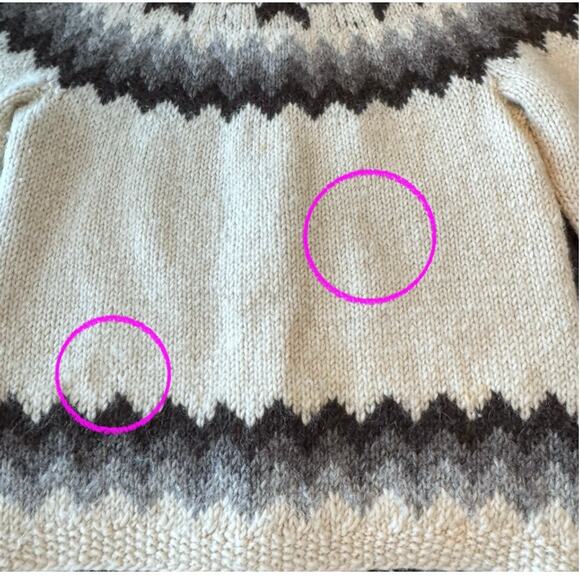 Vintage Nordic Icelandic 100% Wool Hand Knit Button Front Cardigan Sweater Sz M - Picture 10 of 11